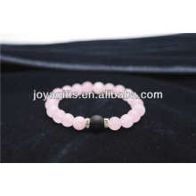 Bracelet élastique à quartz rose 8MM naturel avec bracelet onyx noir / semi-précieux 8mm